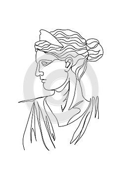 One line drawing sketch. Sculpture vector illustration.Modern single line art, aesthetic contour.